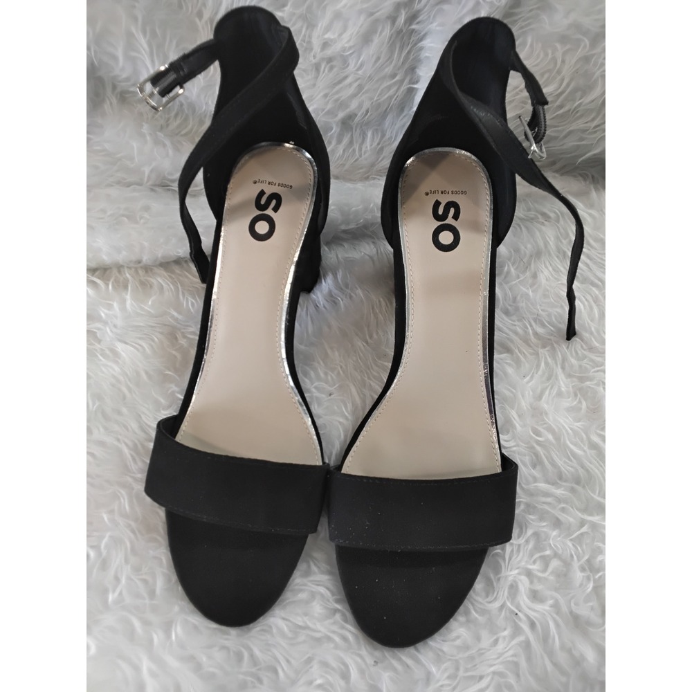 SO Goods For Life Chiron Black Block Heel Ankle Strap Sandals Womens 10 Medium